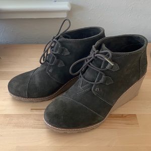 TOMS gray suede booties
